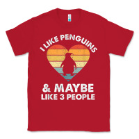 Red i like penguins and 3 people vintage Classic Tee - linhVisuals