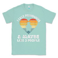 Seafoam i like penguins and 3 people vintage Classic Tee - linhVisuals