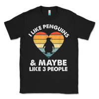 Black i like penguins and 3 people vintage Classic Tee - linhVisuals