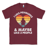 Burgundy i like penguins and 3 people vintage Classic Tee - linhVisuals
