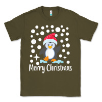 Army Green penguin merry christmas with snow Classic Tee - linhVisuals
