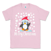 Bubblegum Pink penguin merry christmas with snow Classic Tee - linhVisuals