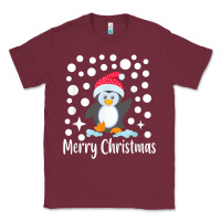 Burgundy penguin merry christmas with snow Classic Tee - linhVisuals