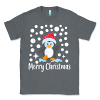 Charcoal Heather penguin merry christmas with snow Classic Tee - linhVisuals