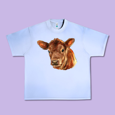 Red Angus Calf Face Urban Heavy Tee Designed By Lillyallendesigns