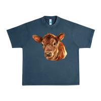 Midnight Navy red angus calf face Urban Heavy Tee - LillyAllenDesigns