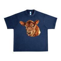 Navy red angus calf face Urban Heavy Tee - LillyAllenDesigns