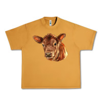 Peanut Butter red angus calf face Urban Heavy Tee - LillyAllenDesigns