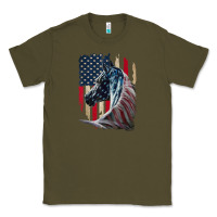 Army Green patriotic horse american flag   horse vintage Classic Tee - linhVisuals