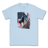 Dusty Blue patriotic horse american flag   horse vintage Classic Tee - linhVisuals