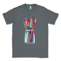 Charcoal Heather Paint Brushes Classic Tee - linhVisuals