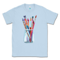 Dusty Blue Paint Brushes Classic Tee - linhVisuals
