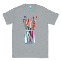 Heather Grey Paint Brushes Classic Tee - linhVisuals