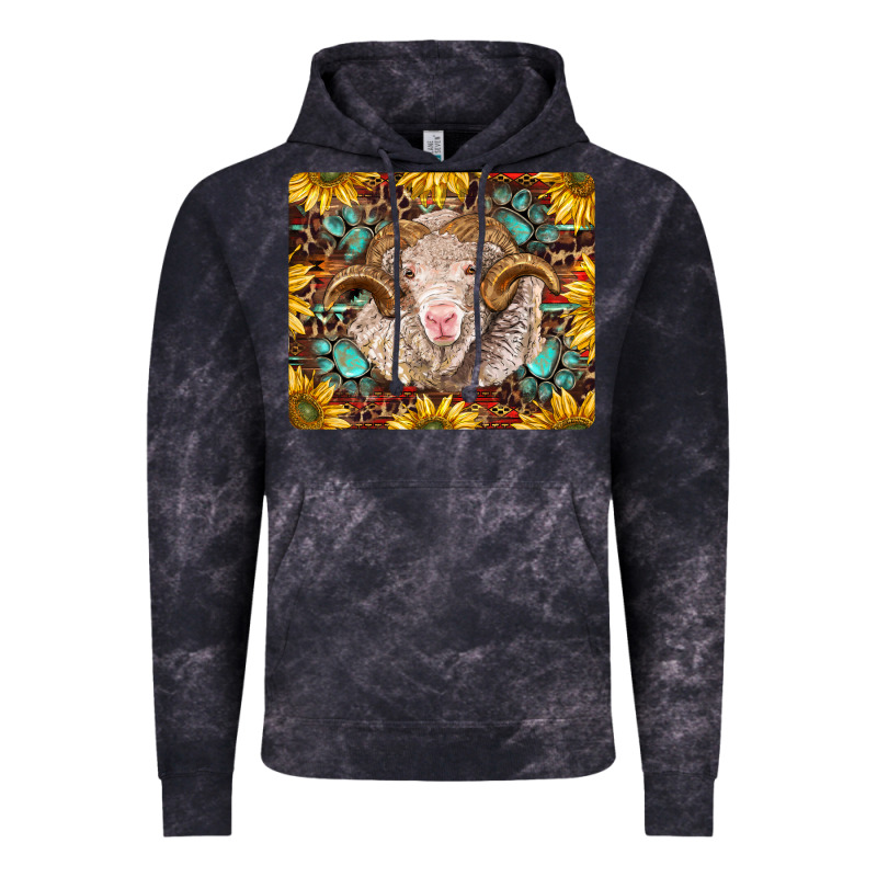 Merino Ram With Sunflowers And Gemstone Mousepad Vintage Hoodie by BarkalooDesign | Teevron