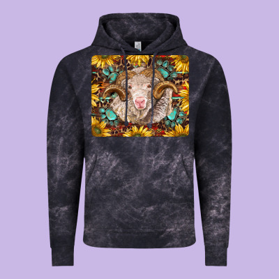 Merino Ram With Sunflowers And Gemstone Mousepad Vintage Hoodie Designed By Barkaloodesign