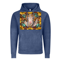 Vintage Denim merino ram with sunflowers and gemstone mousepad Vintage Hoodie - BarkalooDesign