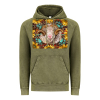Vintage Olive merino ram with sunflowers and gemstone mousepad Vintage Hoodie - BarkalooDesign