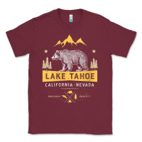 Burgundy womens lake tahoe national park california nevada vintage bear men v n Classic Tee - linhVisuals