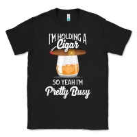 Black cigar smoking tshirt smoking whiskey drinking dad tee gift Classic Tee - linhVisuals