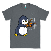 Charcoal Heather penguin playing violin animal Classic Tee - linhVisuals