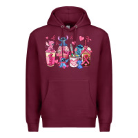 Burgundy breast cancer stitch coffee cups Premium Hoodie - AdoDesignShop