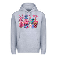 Heather Grey breast cancer stitch coffee cups Premium Hoodie - AdoDesignShop