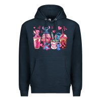 Navy breast cancer stitch coffee cups Premium Hoodie - AdoDesignShop