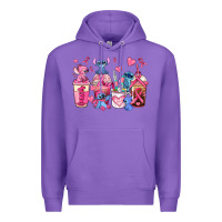 Purple breast cancer stitch coffee cups Premium Hoodie - AdoDesignShop