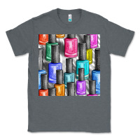 Charcoal Heather colorful nail polish seamless pattern bbs Classic Tee - BundleAndBundleShop