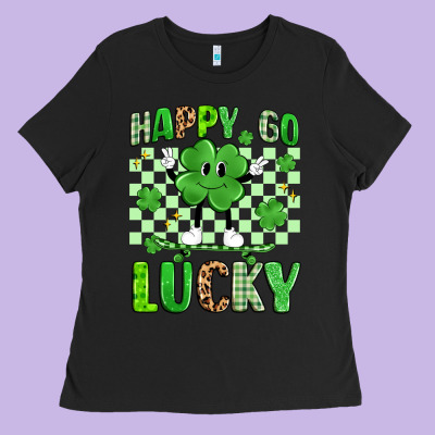 Happy Go Lucky Ladies Tee Designed By Artiststas