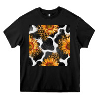 Black cowhide leopard sunflower seamless pattern Heavy Core Tee - BundleAndBundleShop