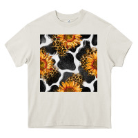 Cream cowhide leopard sunflower seamless pattern Heavy Core Tee - BundleAndBundleShop