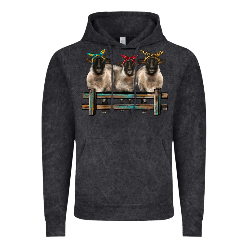 3 Sheeps Suffolk Ewe With Bandanas And Fence Vintage Hoodie by BarkalooDesign | Teevron