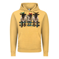 Vintage Mustard 3 sheeps suffolk ewe with bandanas and fence Vintage Hoodie - BarkalooDesign