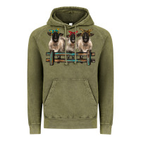 Vintage Olive 3 sheeps suffolk ewe with bandanas and fence Vintage Hoodie - BarkalooDesign