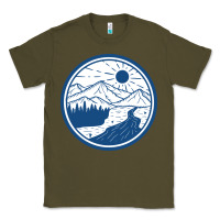 Army Green River Mountain Badge Classic Tee - linhVisuals