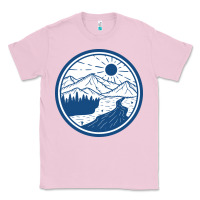 Bubblegum Pink River Mountain Badge Classic Tee - linhVisuals
