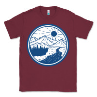 Burgundy River Mountain Badge Classic Tee - linhVisuals