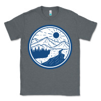 Charcoal Heather River Mountain Badge Classic Tee - linhVisuals