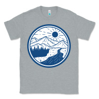 Heather Grey River Mountain Badge Classic Tee - linhVisuals