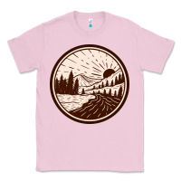 Bubblegum Pink River Forest Brown Classic Tee - linhVisuals
