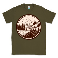 Army Green River Forest Brown Classic Tee - linhVisuals