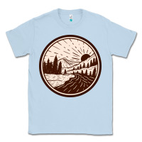 Dusty Blue River Forest Brown Classic Tee - linhVisuals