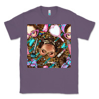 Lavender hairdresser messy bun hand mirror and scissors with leopard and tiger  Classic Tee - BundleAndBundleShop