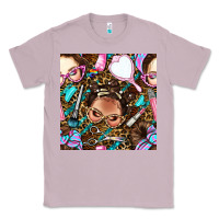 Lilac hairdresser messy bun hand mirror and scissors with leopard and tiger  Classic Tee - BundleAndBundleShop