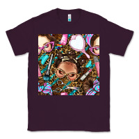 Plum hairdresser messy bun hand mirror and scissors with leopard and tiger  Classic Tee - BundleAndBundleShop