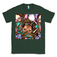 Sports Green hairdresser messy bun hand mirror and scissors with leopard and tiger  Classic Tee - BundleAndBundleShop