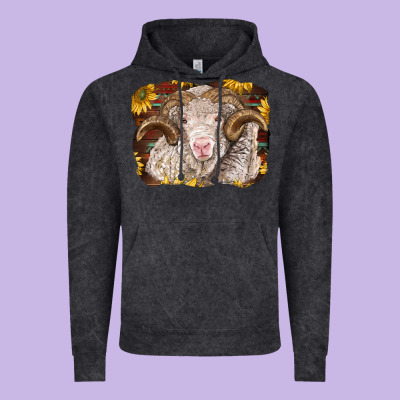 Merino Ram With Sunflowers Vintage Hoodie Designed By Barkaloodesign
