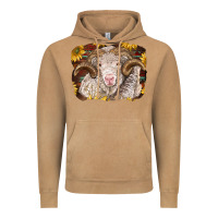 Vintage Camel merino ram with sunflowers Vintage Hoodie - BarkalooDesign