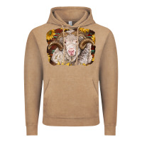 Vintage Coffee merino ram with sunflowers Vintage Hoodie - BarkalooDesign